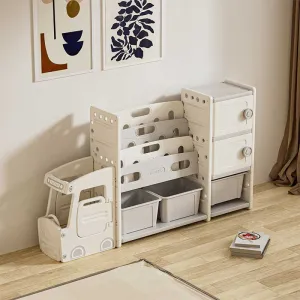 Органайзер за играчки с форма на автобус с 11 кутии и 2 шкафчета за съхранение